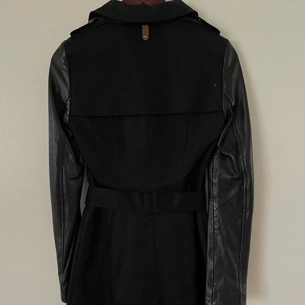 Mackage Trench Coat with Leather Sleeves - Picture 2 of 3